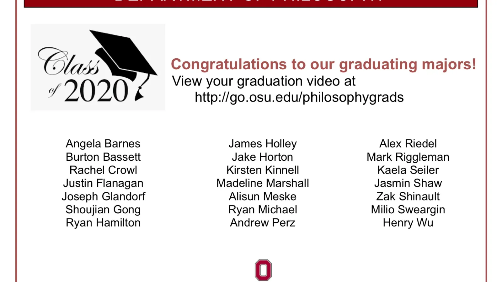 list of 2020 graduating majors