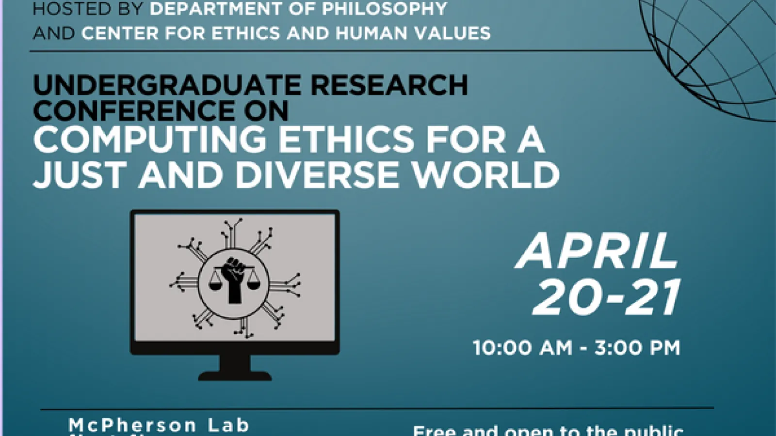 Undergrad research conference on April 20-21 in McPherson Lab 10:00am to 3:00pm