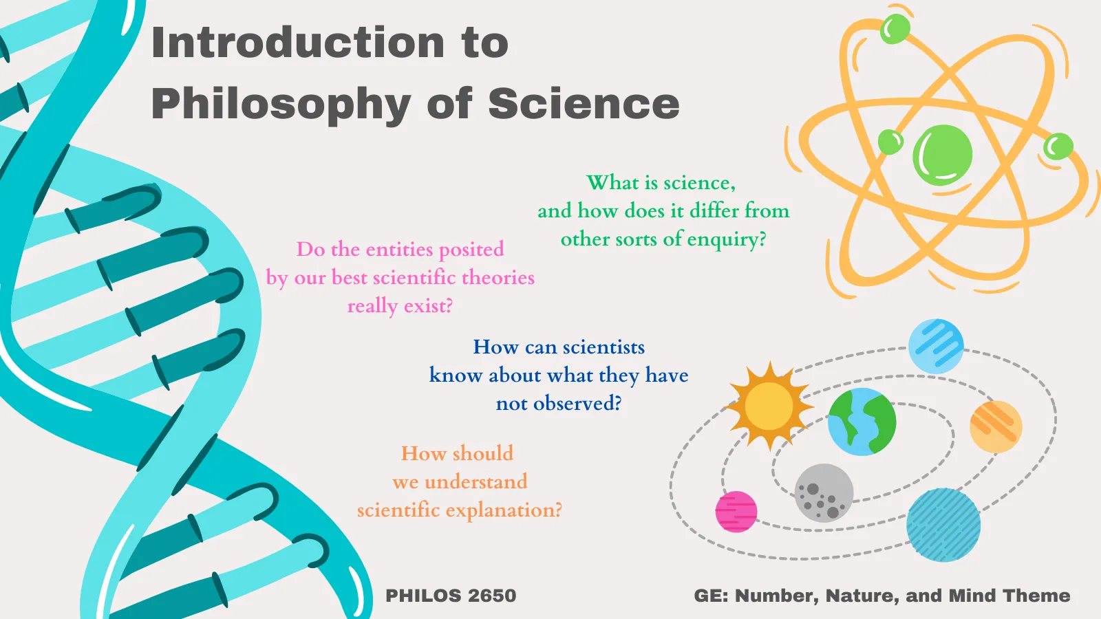 Flyer for Introduction to Philosophy of Science (PHILOS 2650) Course