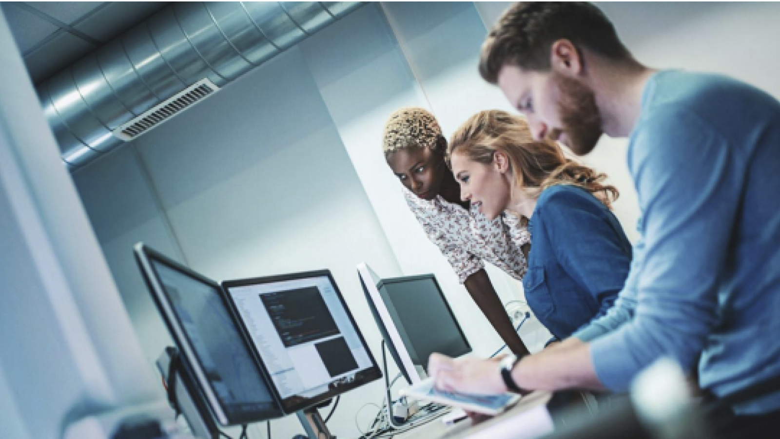 People working at computers