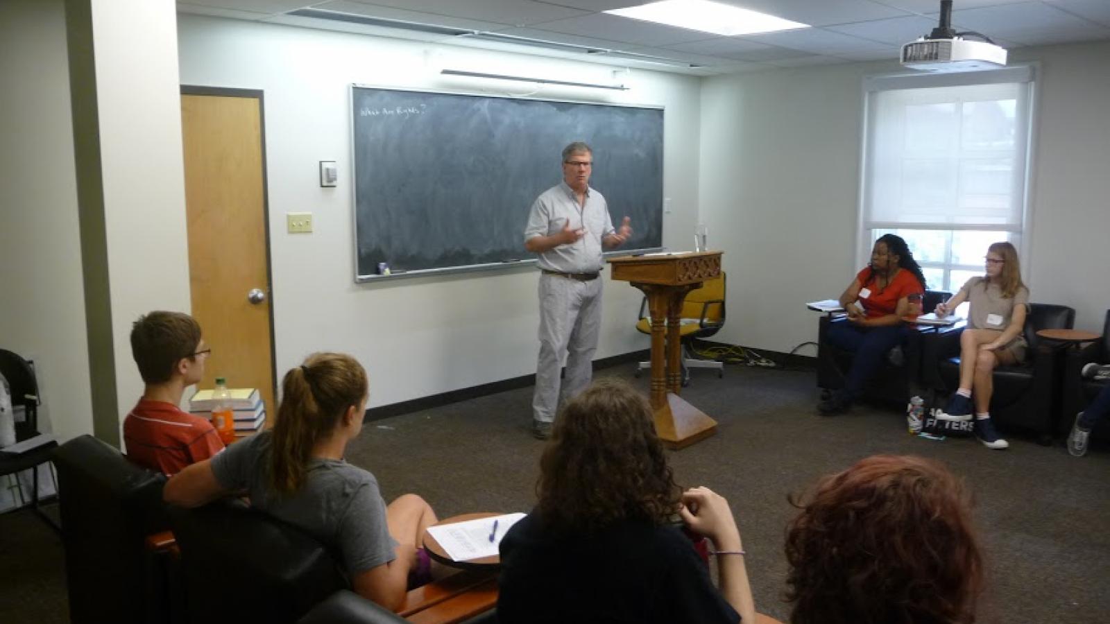 Professor D'Arms with students